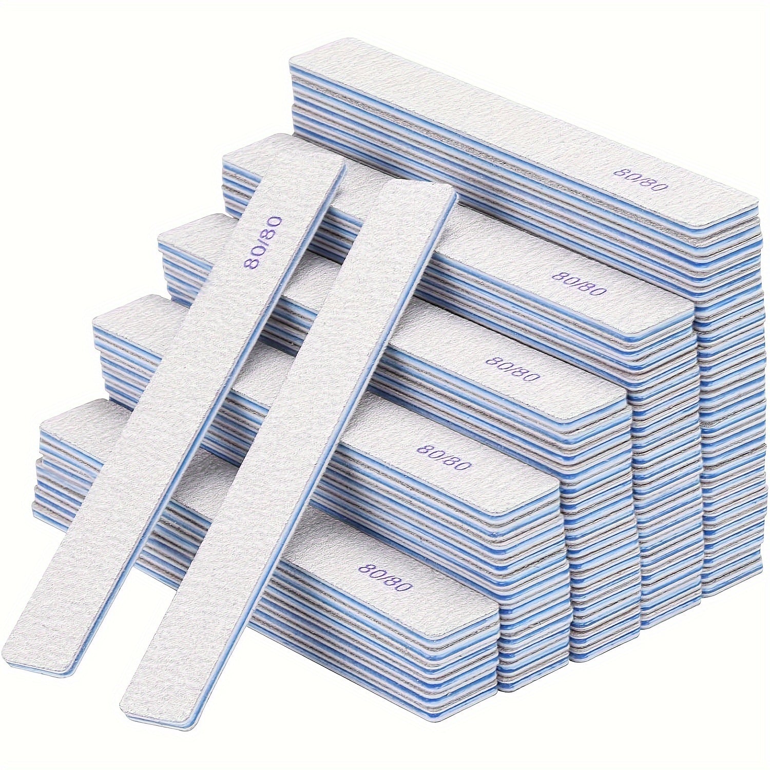50pcs 100/100 (80/80, 100/180 Optional) Grit Nail Files Acrylic Nails Emery Boards File Professional Nail Art Tools For Home, Salon, Strong, Double Sided