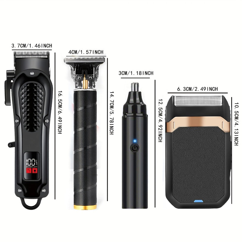 Cordless Hair Clipper Kit for Men - USB Rechargeable Electric Hair Trimmer Set, 2-Piece & 4-Piece Barber Tool for Home & Travel, Black Blue Gold