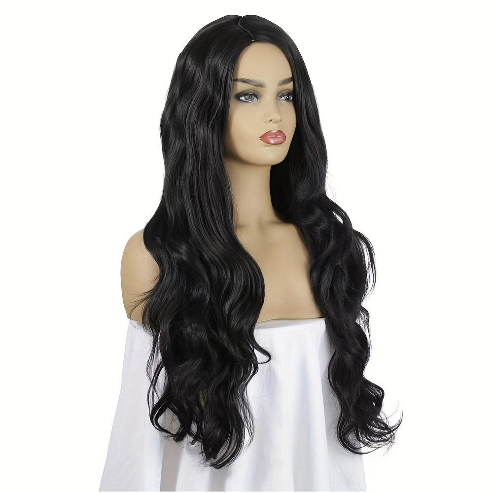 Fluffy Deep Brown Curly Hair Fashion Party Hairstyle Long Wig Big Wave Headband