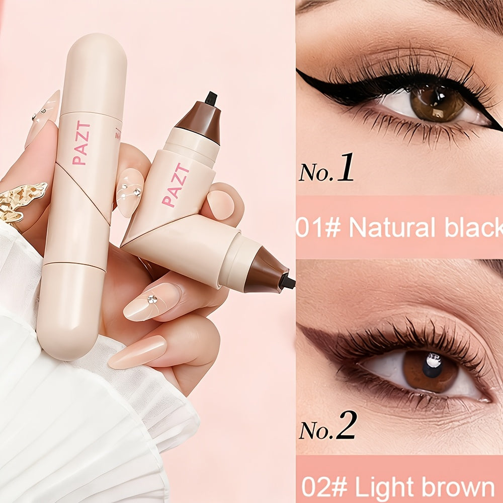 3pcs Double-headed Rotating Eyeliner Stamp Pen, Available In Two Colors (black/brown), One Stamp for Perfect Application, Quick-drying, Waterproof And Sweatproof, No Smudging, 24-hour Wear, Suitable for Beginners