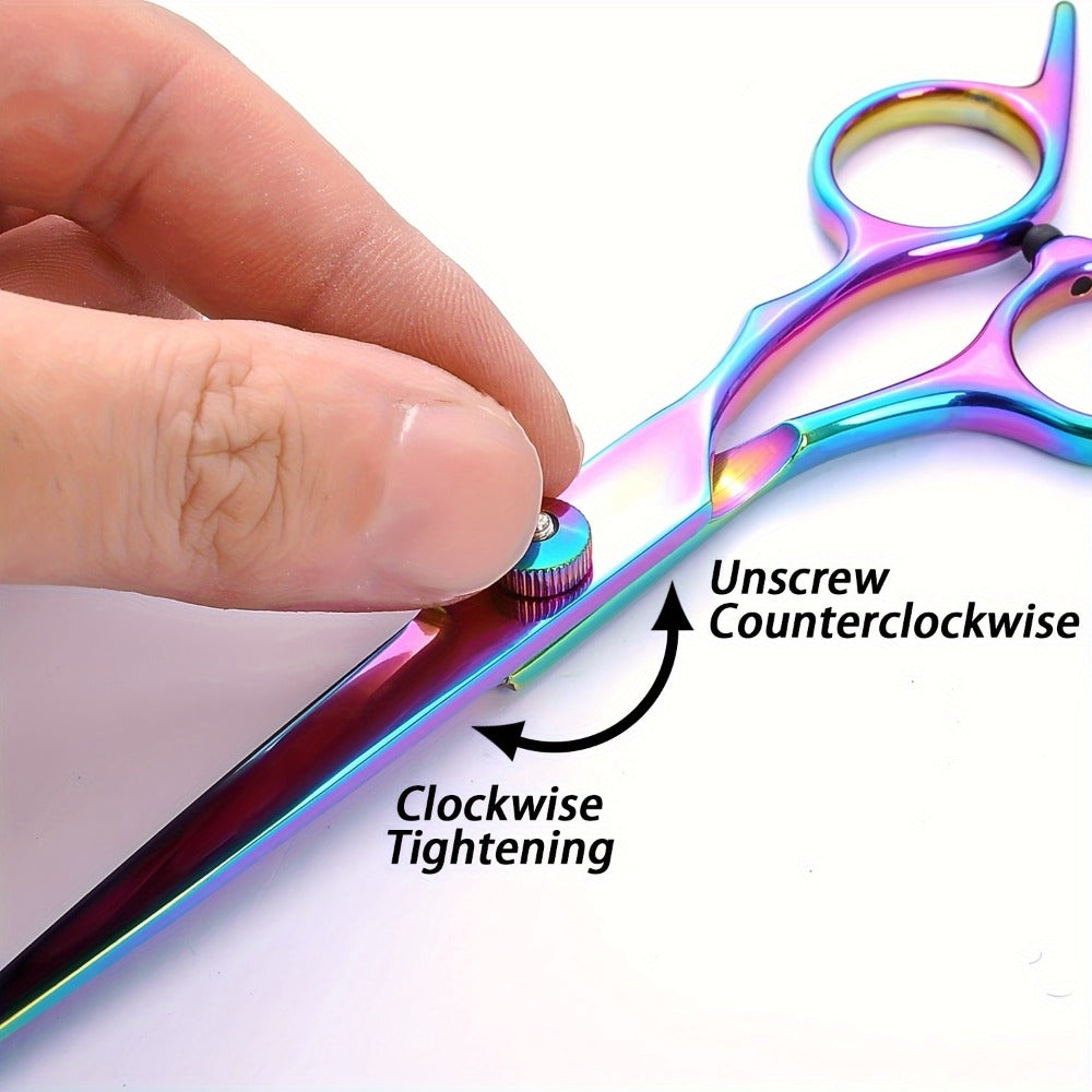 16PCS 6.0" Professional Hair Cutting Scissors - High Screw Diagonal Tail For Precise Flat Cuts, Bangs, And Thinning - Includes Styling Accessories And Tools For Salon-Quality Results Hair Cut Blending Salon Scissor For Men Women