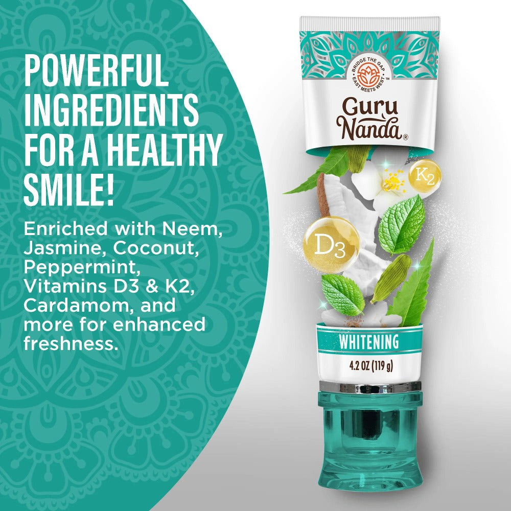 GuruNanda Fluoride Free Whitening Toothpaste with Hydroxyapatite - 1 Pk