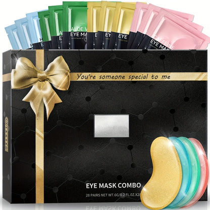 Under Eye Mask Patches 40 Pairs Collagen Caffeine Aloe Vera 4 Types Eye SPA Multi-Color Moisturizing Daily Eye Care Gift Set for Women All Skin Types