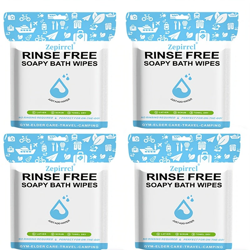 100pcs 11.81×11.81in Disposable No-Rinse Bath Wipes Soap Sheets Foaming Body Cleansing Cloths, Just Add Water To Lather, No Soap Or Rinsing Needed, Portable For Outdoor, Travel