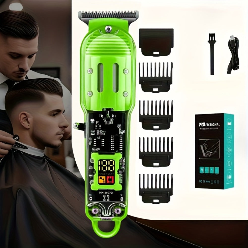 Men' Cordless Hair Clipper & Beard Trimmer with LED Display - USB-C Charging, 4 Attachments Combs (Long Hair Trimmer, Barber-Grade Clipper) - Cordless Shaver Suitable for Home & Travel - Perfect Gift for Men