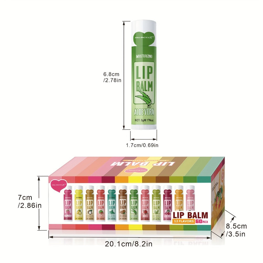 [Luxury Lip Balm Set] 60pcs Luxury Lip Balm Gift Set - Deep Hydration & Moisture for Soft, Glossy Lips - Perfect Valentine's Day or Thanksgiving Present for Women
