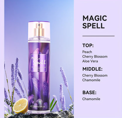 Body & Hair Fragrance Mist for Women 2PCS Set - Long Lasting Perfume Spray 8 fl oz, Fruity Floral Scents Peach Pear Cherry Blossom, Dual Use Body and Hair Spray Gift for Her