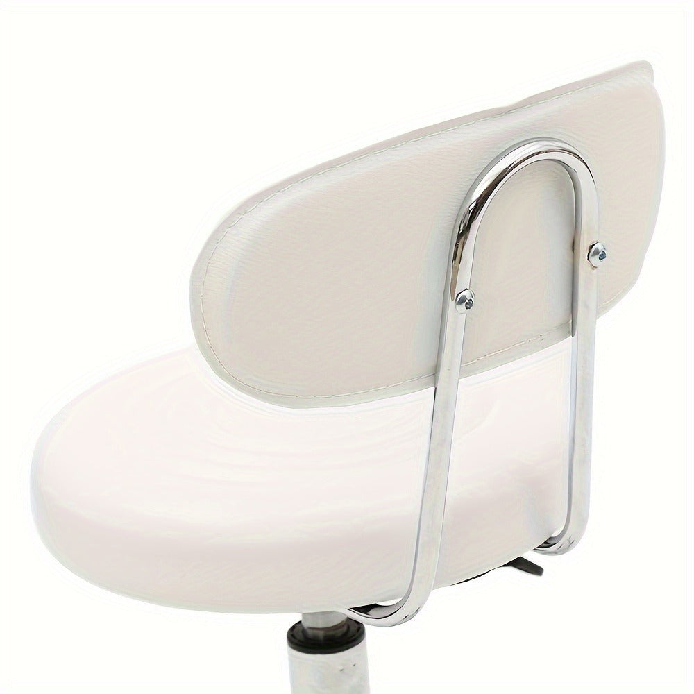 Round Shape Adjustable Salon Stool with Back And Line White