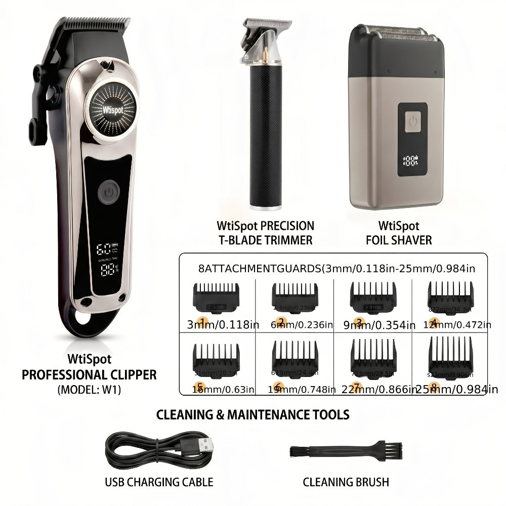 Take Care Of Everything! 2pcs/3pcs/4pcs Men'S Electric Hair Clipper, Nose Hair Clipper, Shaver Set - Wireless USB Charging Professional Hair Clipper Set With Lithium Battery - His Ideal Gift, Christmas, Valentine'S Gift| Fashionable Golden Design!