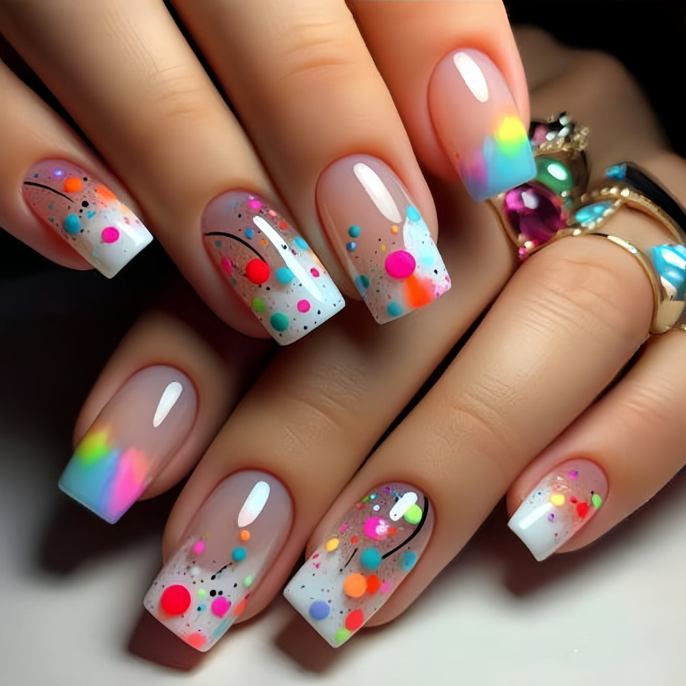 Set of 96 Almond-Shaped Press-On Nails (4 Packs) Featuring Sparkling Hearts And Glitter Details - Comes with Jelly Adhesive Tabs And a Nail File - Ideal for Valentine'S Day