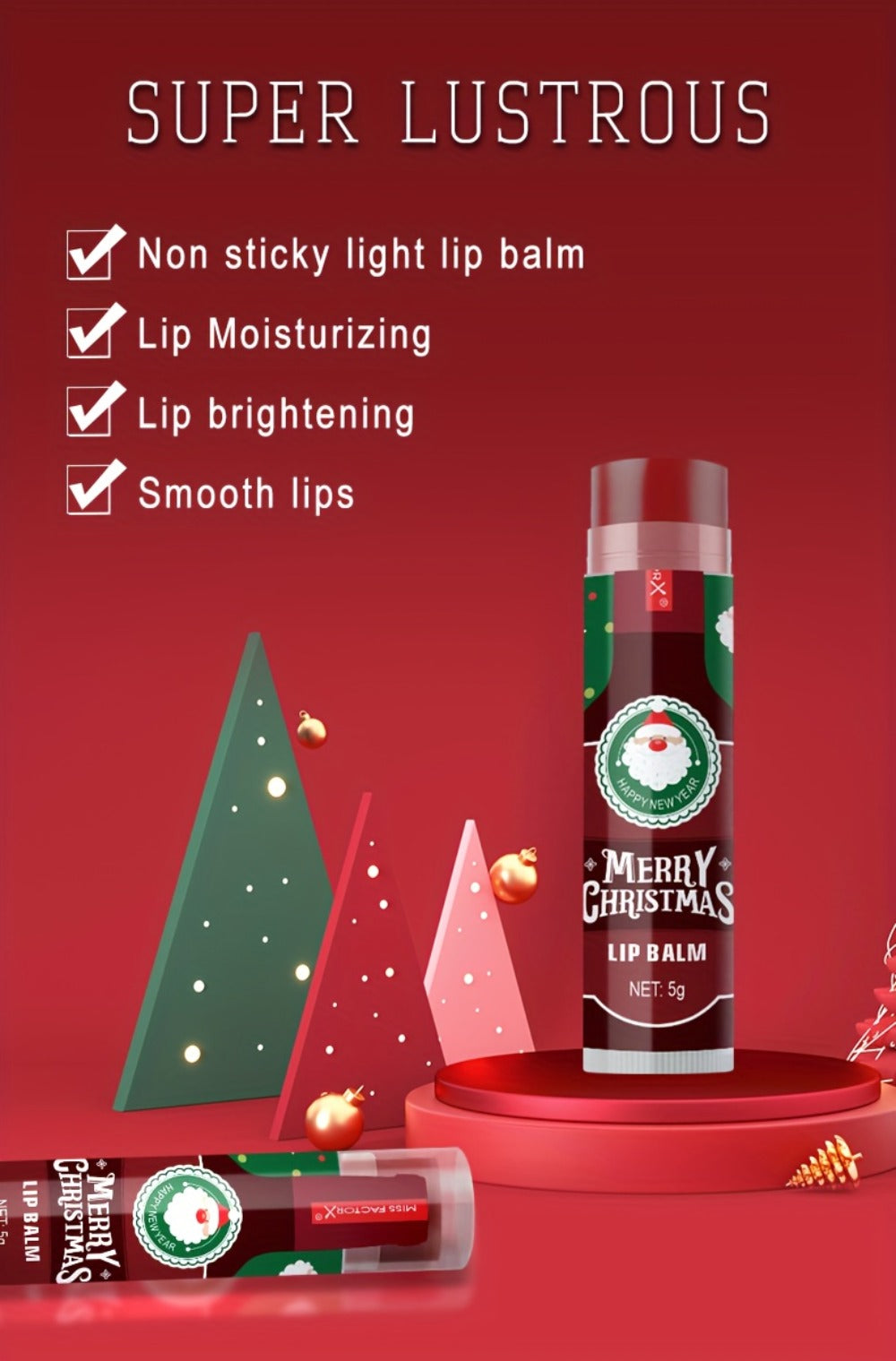 32pcs MISS FACTOR Christmas Lip Gloss & Balm Set - Long-Lasting Hydration, Holiday Gift Bo with Lipstick-like Tubes for Women & Men, Christmas Lip Balm, Fancy Lip Balms, Smudge Proof Lipstick, Christmas Lip Balm Set, Lipstick for Women Matte