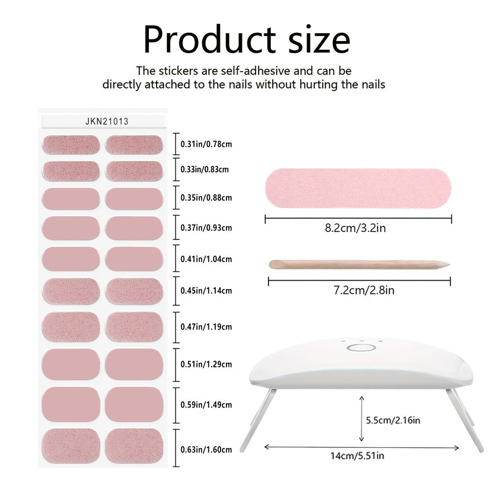Nail Art Kit, Includes 20 Semi-d Nail Stickers, High-power Portable Lamp, Gel Stickers, Full-coverage Semi-baked Nail Stickers, Second-generation Semi-d Soft Gel Nail Patches That Require Under a Lamp, Nude Gel Nail Stickers, Suitable for Party Gifts