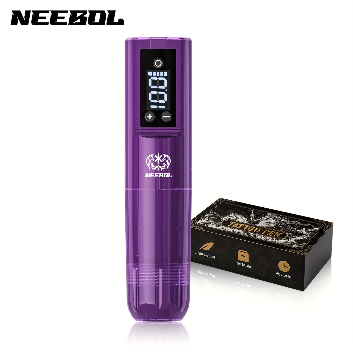 Wireless Rotary Tattoo Machine — Neebol Cordless Tattoo Pen, 6-8 Hour Battery Life, Portable Design, for Professional Artists & Beginners, Black Pink Purple