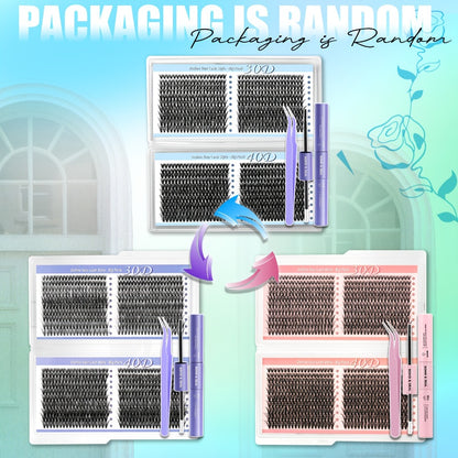 Wispy Lash Clusters Kit 800 Pcs — 30D 40D Mixed Length 8-16mm Eyelash Extension Set with 2-in-1 Bond & Seal Glue and Tweezers, Fluffy Natural Long-Lasting DIY Cluster Lashes for Everyday Wear & Events