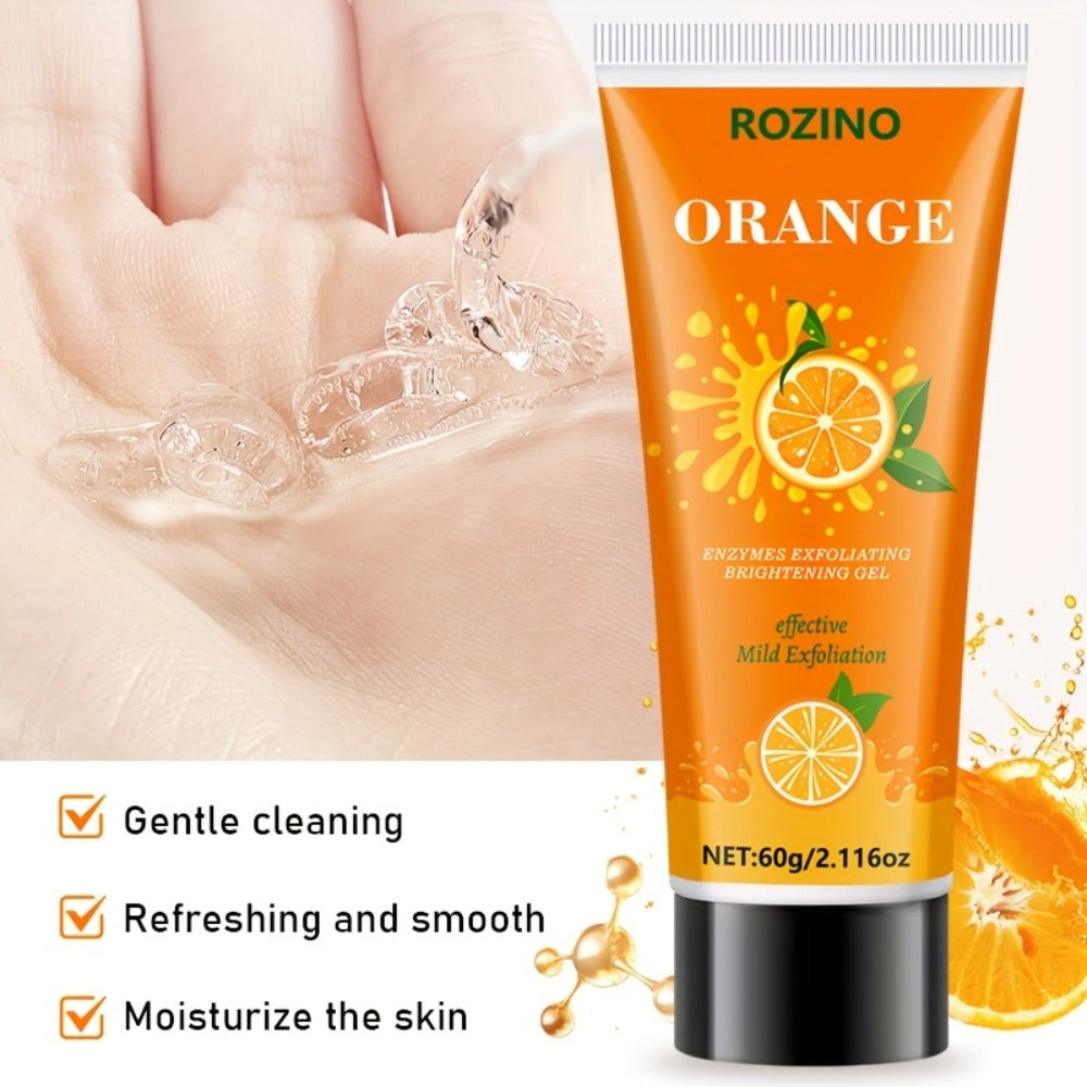 60g Orange Enzyme Cleansing Gel - Gentle Exfoliating & Moisturizing Gel with Aloe Vera, Hyaluronic Acid & Vitamin C - Deep Pore Cleansing for Body, Face