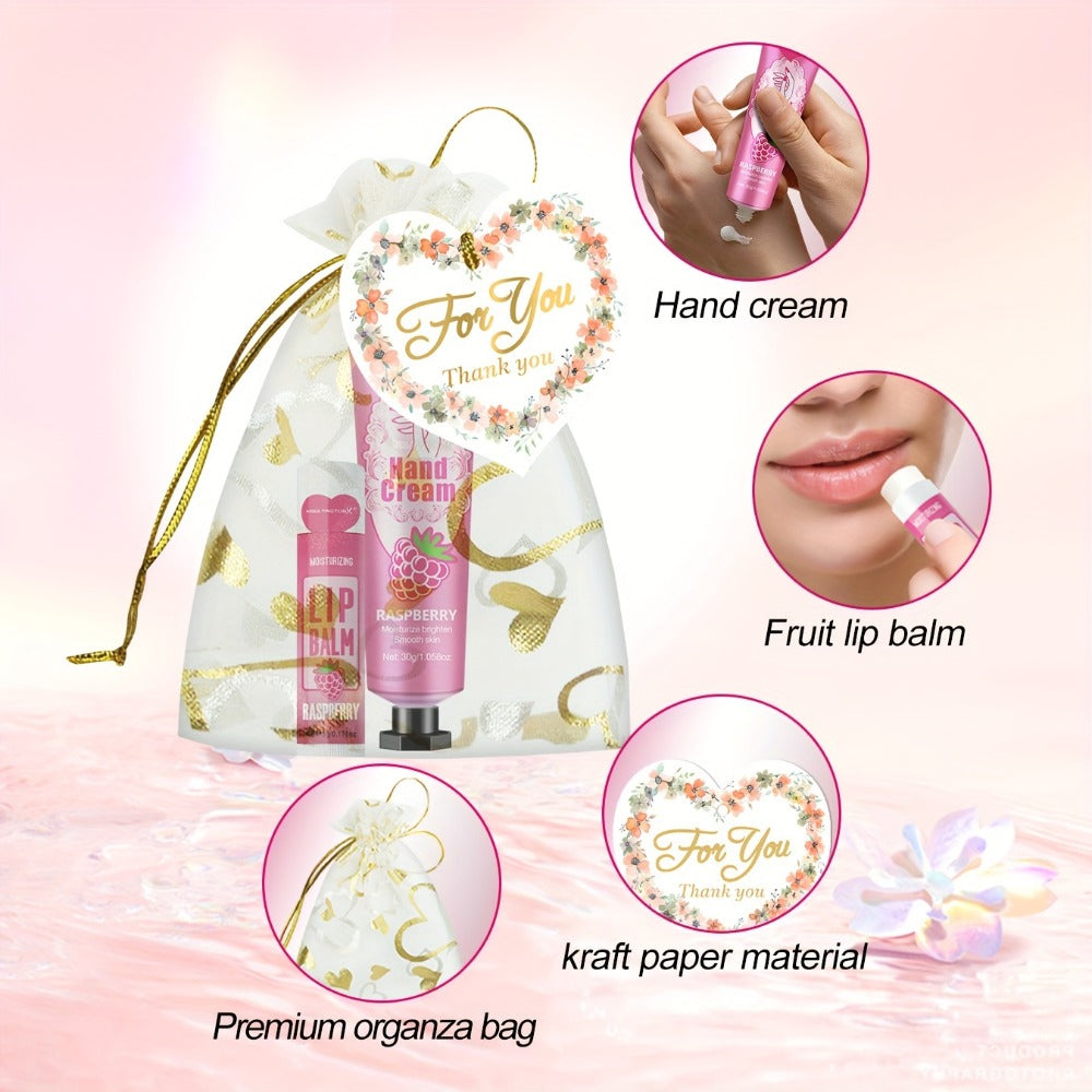 48pcs/Sets Hand Cream & Lip Balm Gift Sets - Perfect For Wedding, Friend Gatherings, Or As A Party Favor! Includes 12pcs Hand Cream, 12pcs Lip Balm, 12pcs White Heart-Shaped Hot Stamping Yarn Bags, And 12pcs Thank You Cards. Mother'S Day Gift