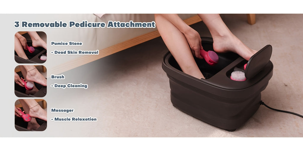 Remote Temperature Control Collapsible Foot Spa. Foot Bath with Heat, Bubble And Massager, Foot Spa Tub with 3 Pedicure Attachments, Foot Soak Tub with Handle. Best Gift for Women Or Mon. Best Mothers Day Gifts