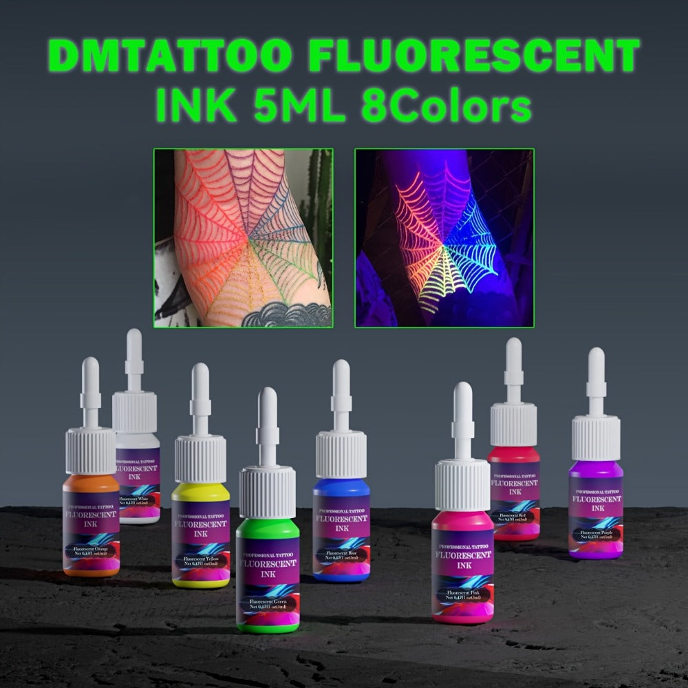 8pcs Fluorescent Color Body Painting Ink | 0.17oz DMTATTOO Full Color Body Painting Ink for Tattoos