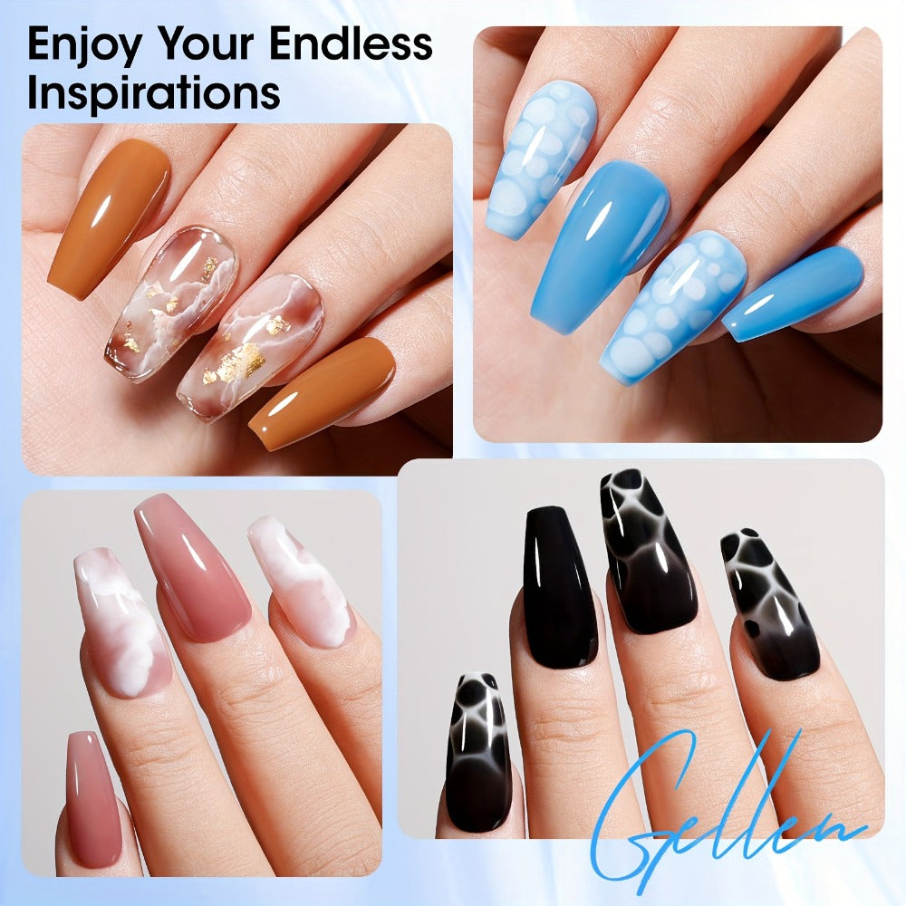 Gellen Blooming Gel 0.68oz 2pcs Hema Free Clear LED Blossom Gel Polish for Spreading Effect Marble Natural Stone Watercolor Floral Print Soak Off DIY Nail Art Design Manicure Christmas Gift for Women
