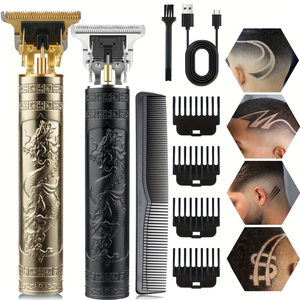 Men'S Barber Rechargeable Razor Adult Electric Retro Electric Push Clippers Home USB Rechargeable Barbershop Men'S Beard Trimmer Facial Hair Trimmer
