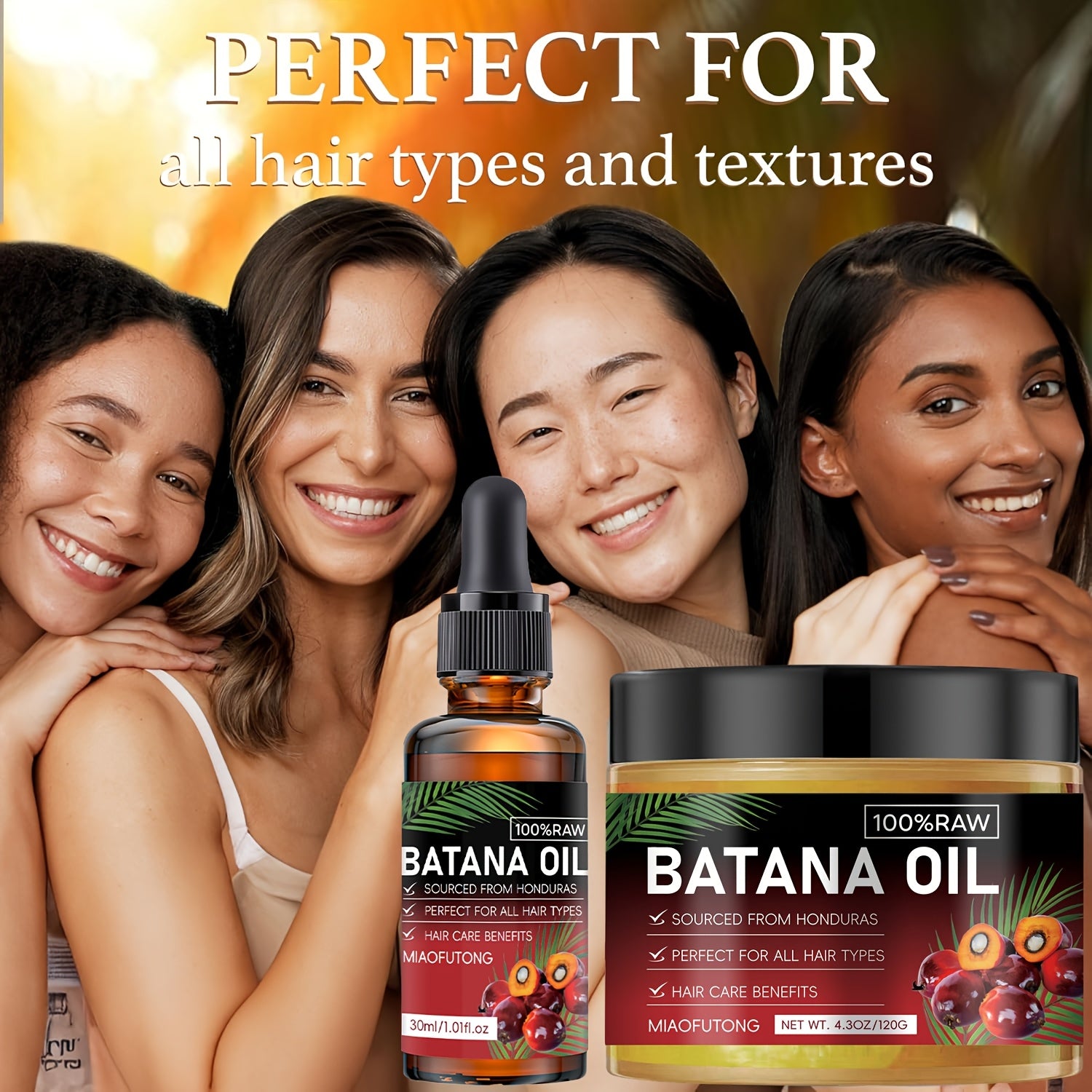 2pcs Natural Honduran Batana Hair Oil + Batana Essential Oil, Nourishes The Scalp And Hair, Increases Hair Shine, Strengthens Hair, Prevents Breakage And Split Ends, Suitable for Dry And Damaged Hair, Makes Hair Healthier, Fresher And Stronger, Scalp