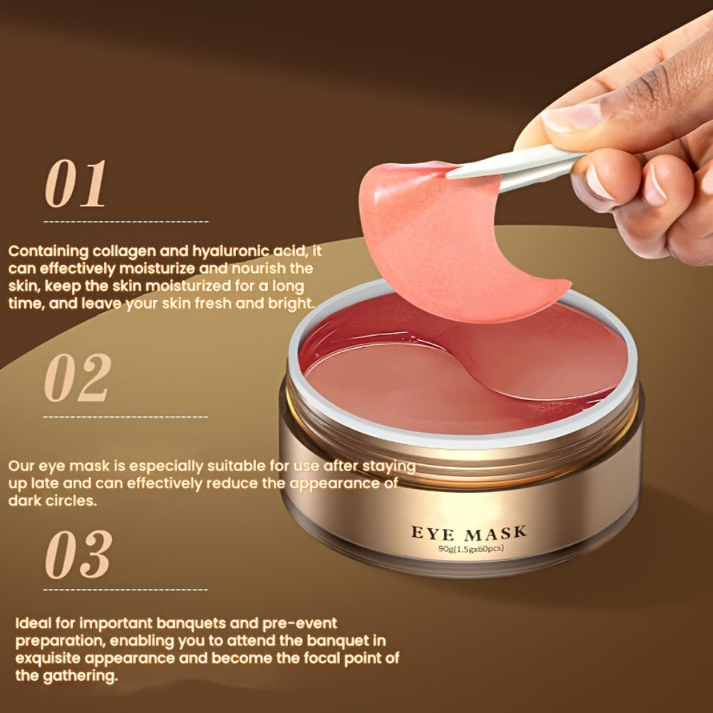 60pcs/120pcs Caffeine Eye Mask Containing Hyaluronic Acid And Collagen, Containing Glycerin, Collagen, Hyaluronic Acid, Nourishing Eye Skin, Long-lasting Moisturizing, Suitable for All Light Beige Types, Hypoallergenic, Holiday Surprise Gift
