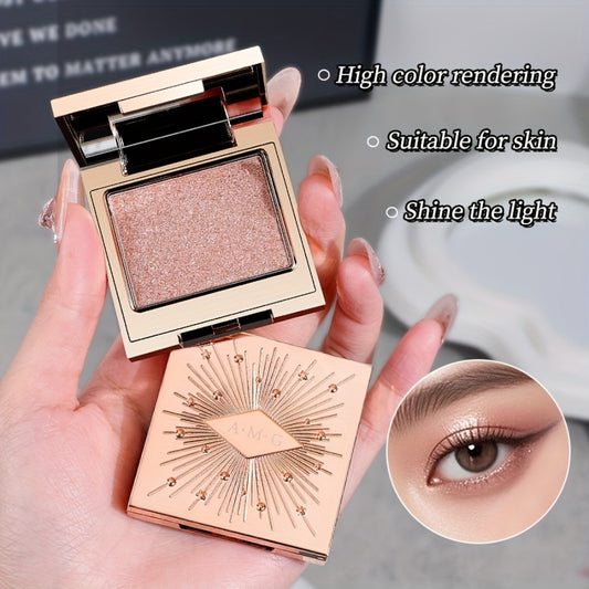 AMG Golden Star Glowing Eyeshadow Palette - 5 Shimmer Shades, Waterproof & Sweatproof, Creamy Formula with Built-in Mirror, High-End Luxury Packaging, Ideal Gift for All Light Beige Tones, Elegant Makeup | Radiant Finish | Shiny Shimmery Effect