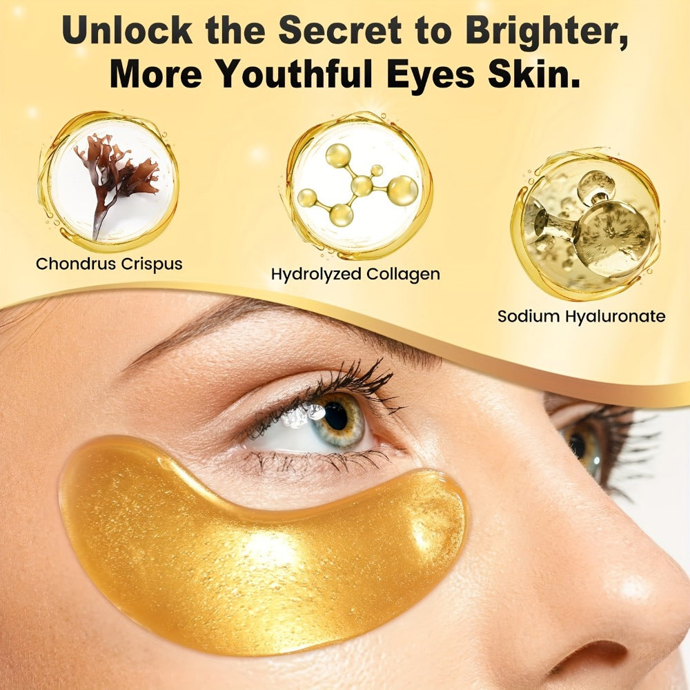 Under Eye Patches 24 Pairs Gold Collagen Eye Masks for Dark Circles Puffiness Hydrating Anti-Aging All Skin Types Travel-Ready Skincare Gift for Women Men Wedding Party