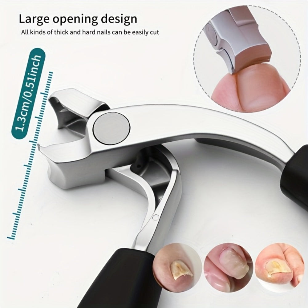 2pcs Modern Stainless Steel Nail Clippers with Concave Blades, Heavy Duty Nail Clippers with Curved Design, Large Opening for Thick Nails, Elderly Friendly, No Splash, Precision Trimming Of Men's Toenails, Long Handle with Angled Curved Blades