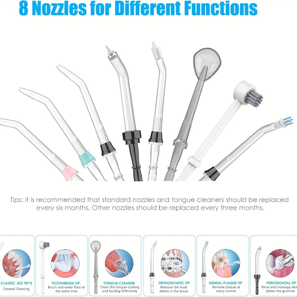 FC166 Father'S Day Gift, Water Flosser for Teeth/Braces, 20.29 oz Large Capacity, 10 Adjustable Pressures, 8 Home Nozzles Professional Oral Irrigator for Teeth Clean, IPX4, Electric Household Desktop Water Flosser&Electric Toothbrush, Holiday Gifts