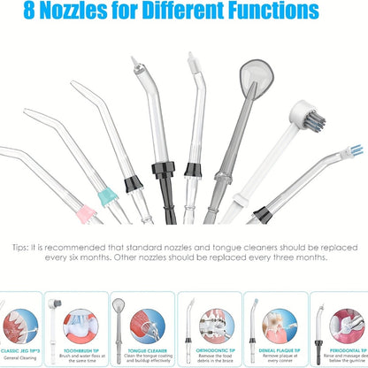 Water Flosser for Teeth & Braces 600ml Large Tank 10 Adjustable Pressure Levels 8 Nozzles IPX4 Waterproof Professional Oral Irrigator Desktop Electric Dental Flosser for Adults Family Use