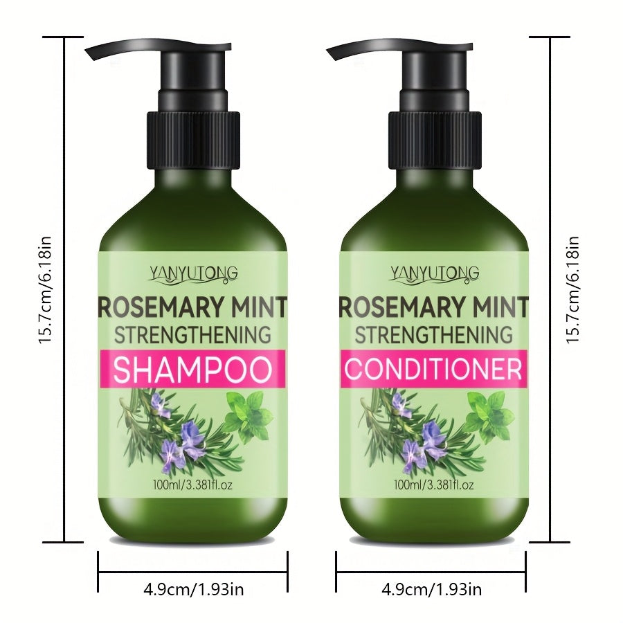Rosemary Hair Care 3pcs Set - Rosemary Mint Shampoo Rosemary Mint Conditioner Rosemary Fragrance Essential Oil - Contains Rosemary Extract, Which Is Intensely Fragranced, Moisturizes Hair, Cares for Hair Roots, Unisex, Hair Care Set, Hair Care Essentials,
