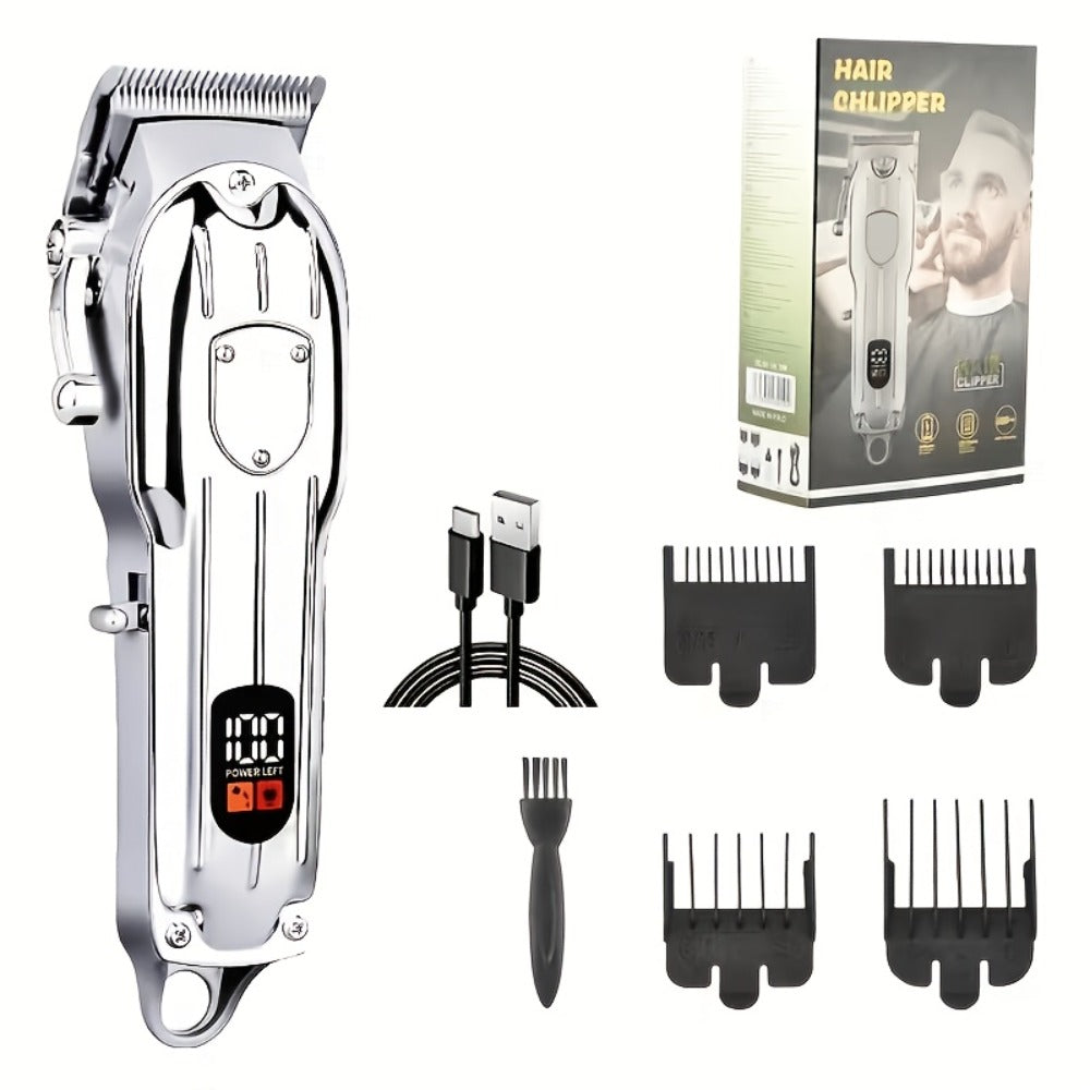 Men's Electric Hair Clipper Set/Professional Beauty And Hairdressing Set/Rechargeable Hair Clipper, Hair Carving Integrated, 5 Modes, Electric Clipper And Beard Trimmer, Hair Clipper Tool, LED Display Hair Clipper, Father's Day And Men's Day Gift