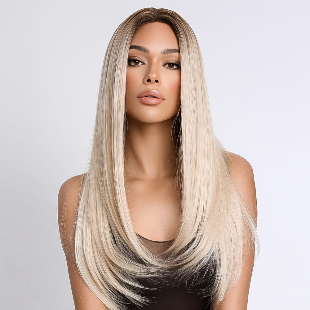 Bob Wig 4x1 U Part Lace Front Rose Net Cap - Middle Part Glueless Wig for Women Brown Highlights Milky White Black Pink 14 Inch