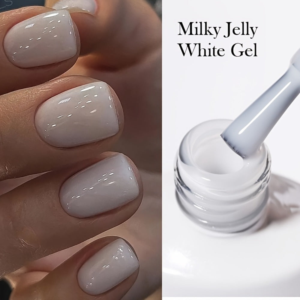 BORN PRETTY Milky White Jelly Nude Gel Nail Polish 0.34oz White Translucent Soak Off Gel Vernis Semi Permanent Need Light
