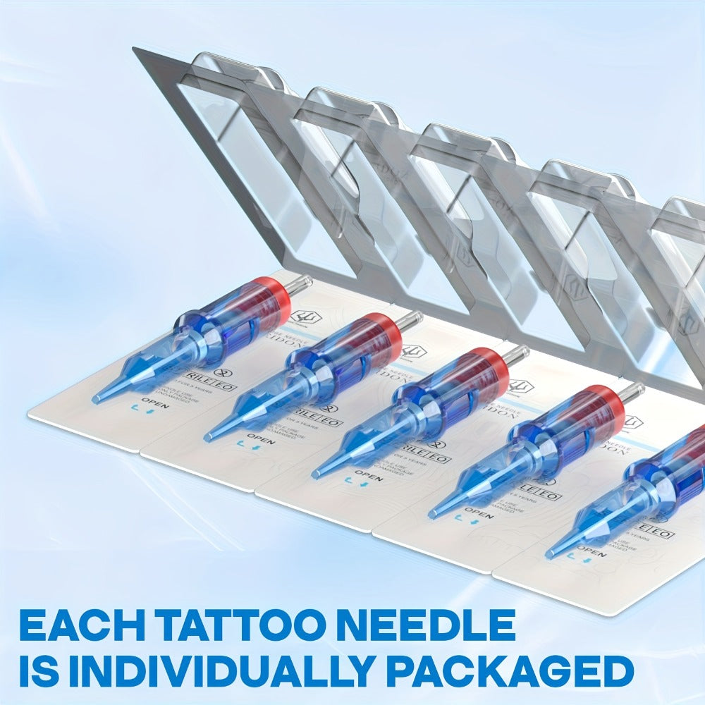 POSEIDON V3 Tattoo Cartridge Needles 50pcs Mixed Size Steriled Needles With Membrane Safety Cartridges-1203RL, 1205RL, 1207RL, 1209RL, 1207RM, 1209RM, 1205RS, 1207RS, 1209RS, 1207M1