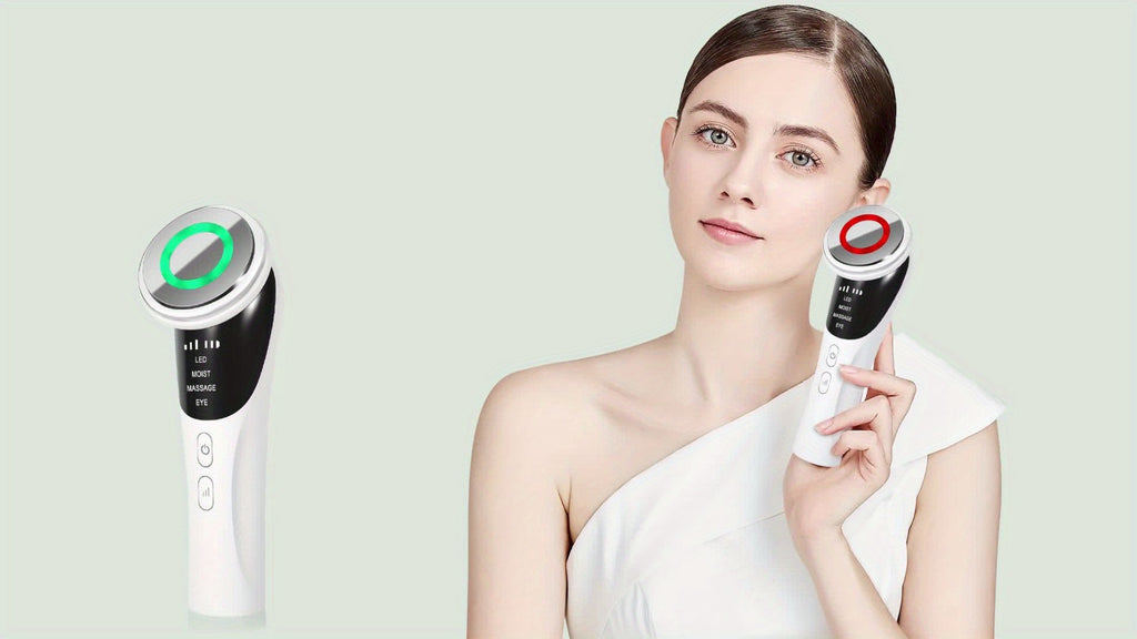 4-In-1 Beauty Massager with LED Light - Cold Photon Technology, Rechargeable Lithium Battery, USB Charging, Ideal for Face, Neck, And Eye Massage, Beauty Device | Modern Aesthetic | Rechargeable Battery Gift for Mom on Mother'S Day