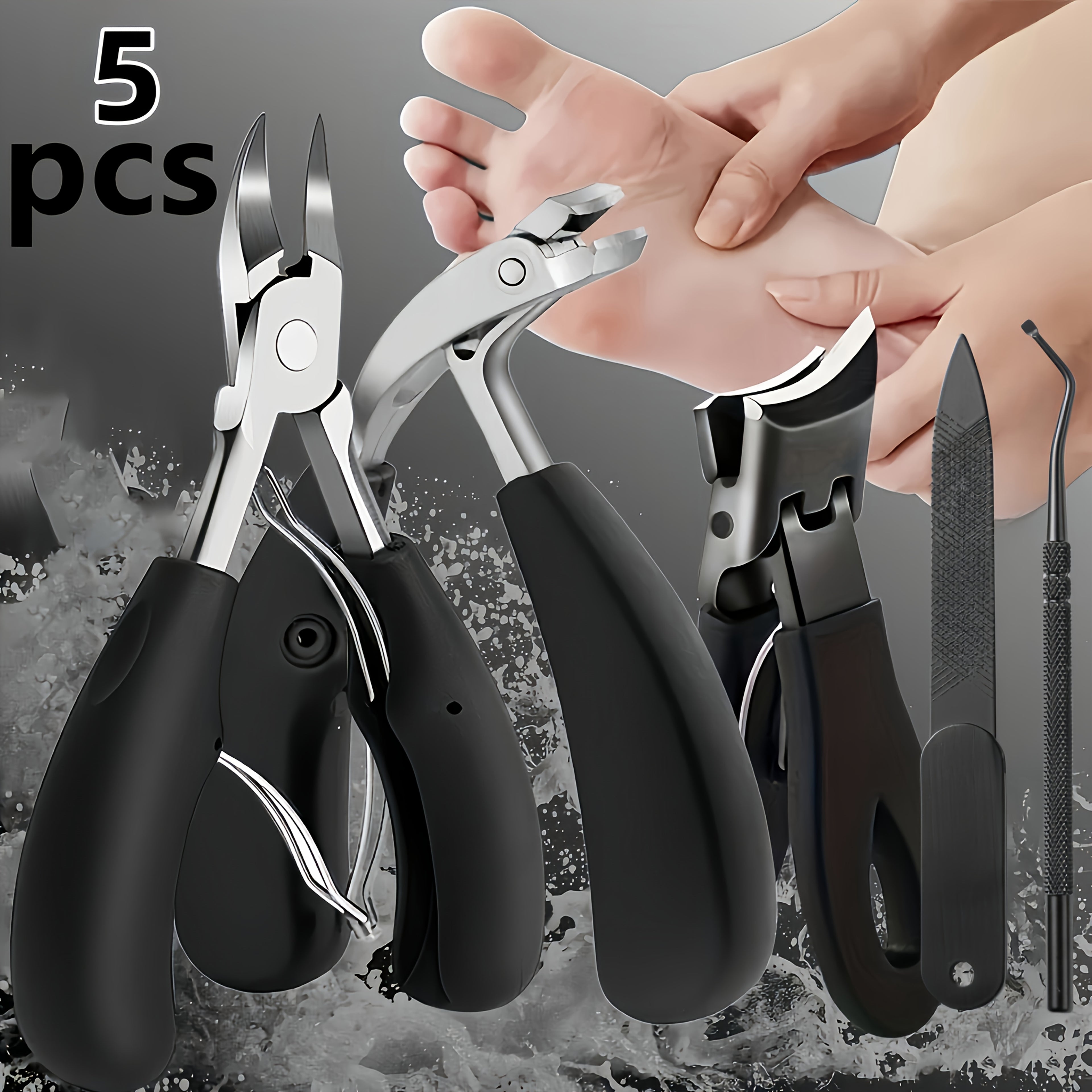 5 Thick Toenail Clippers, Senior Toenail Clippers, Thick Toenail Clippers, Large Opening Nail Clippers, Heavy Inward Growing Toenail Clippers, Diagonal Nail Clippers, Nail File, Big Toe Clippers For Men, Senior Women