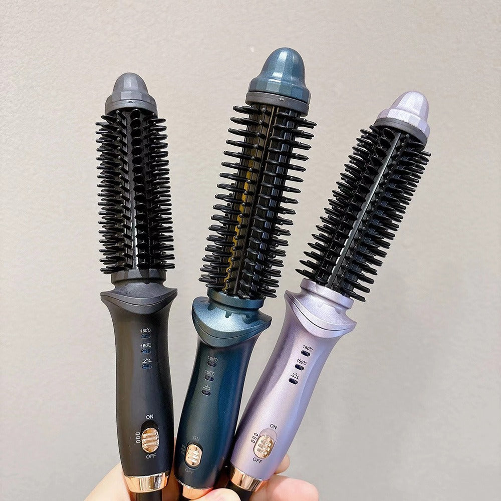 Heated Curling Brush with a Thermal Design, Comb, Ceramic Curling Iron, Volumizing Round Brush, And a Travel-Friendly Hair Curler