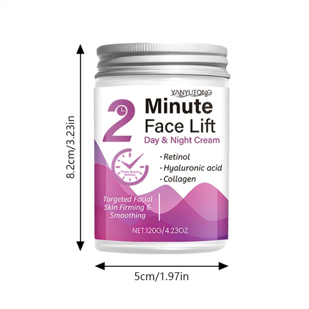 2-Minute Facial Lifting Day And Night Cream, Containing Hyaluronic Acid, Collagen Quick Moisturizing Cream, Suitable for All Skin Tones, 2-Minute Firming And Smoothing