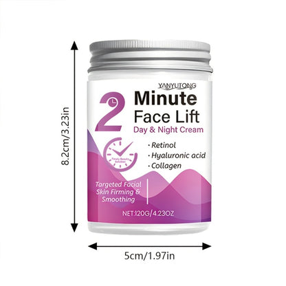 Facial Lifting Day & Night Cream 120g – 2-Minute Fast-Acting Firming with Hyaluronic Acid, Collagen & Peptides, Quick Moisturizing, Smoothing for All Skin Tones