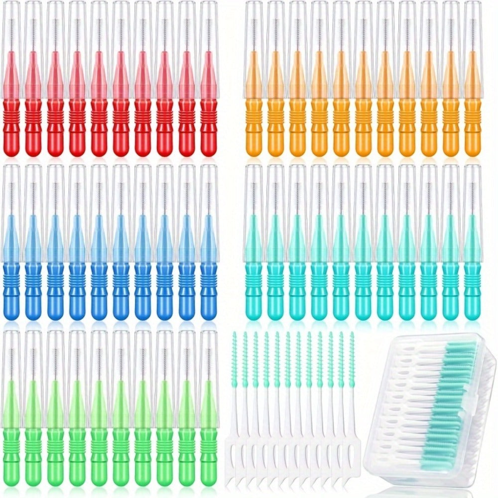 350pcs Interdental Brush Tooth Floss Tooth Cleaning Tool Toothpick Dental Tooth Flossing Head Oral Dental Flosser Teeth Soft Dental Picks Refill Dental Flosser Toothpick Cleaners, Mixed Color