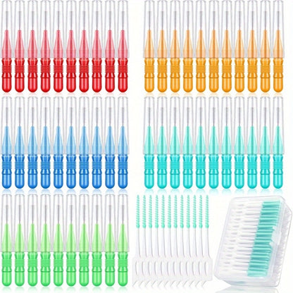 Interdental Brush Dental Picks 350 Pieces Soft Floss Toothpick Cleaners - Oral Care Flosser Refill Mixed Color Teeth Cleaning Tool Set