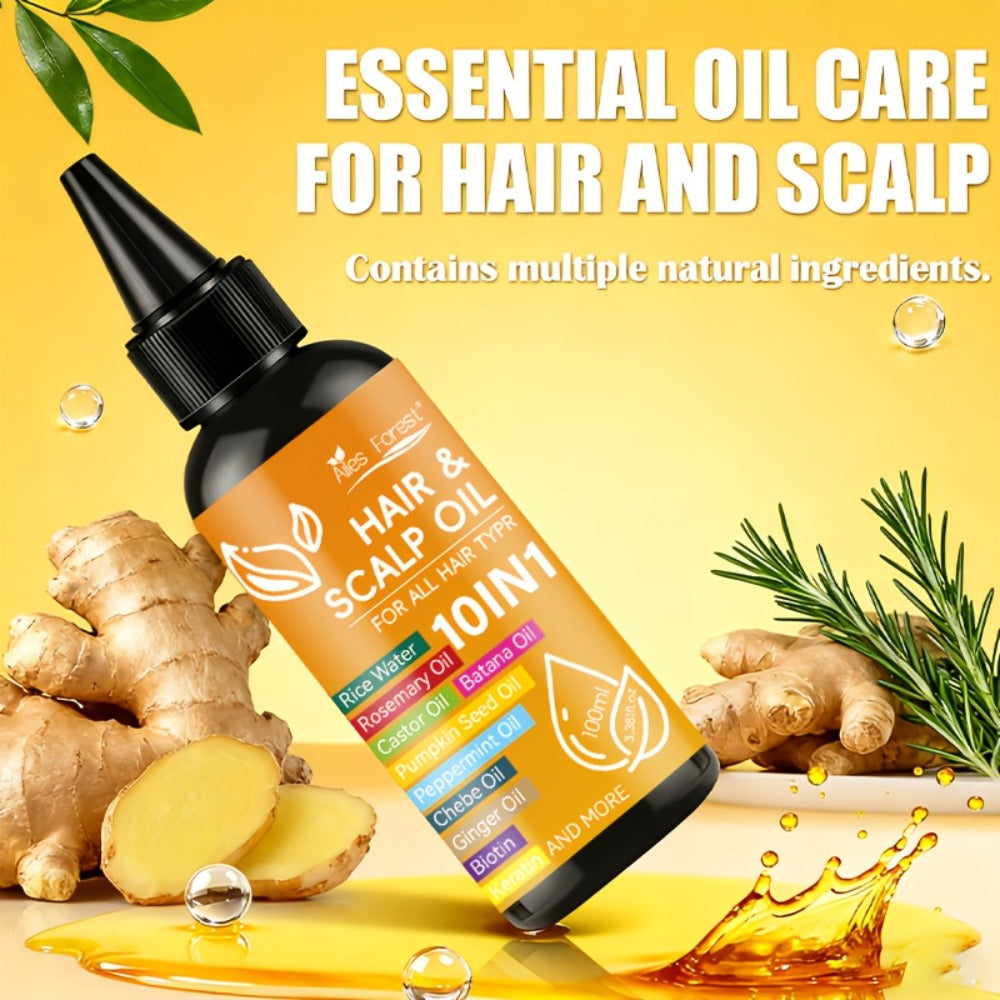 10in 1 Hair Care Oil, Containing Batana, Rosemary, Rice Water, Pumpkin Seeds, Mint, Shea Butter, Ginger, Keratin and Biotin, Moisturizing and Smooth, Suitable for All Hair Qualities, 3.38oz - Moisturizing and Smooth, Anti Manic, Herbal Essence