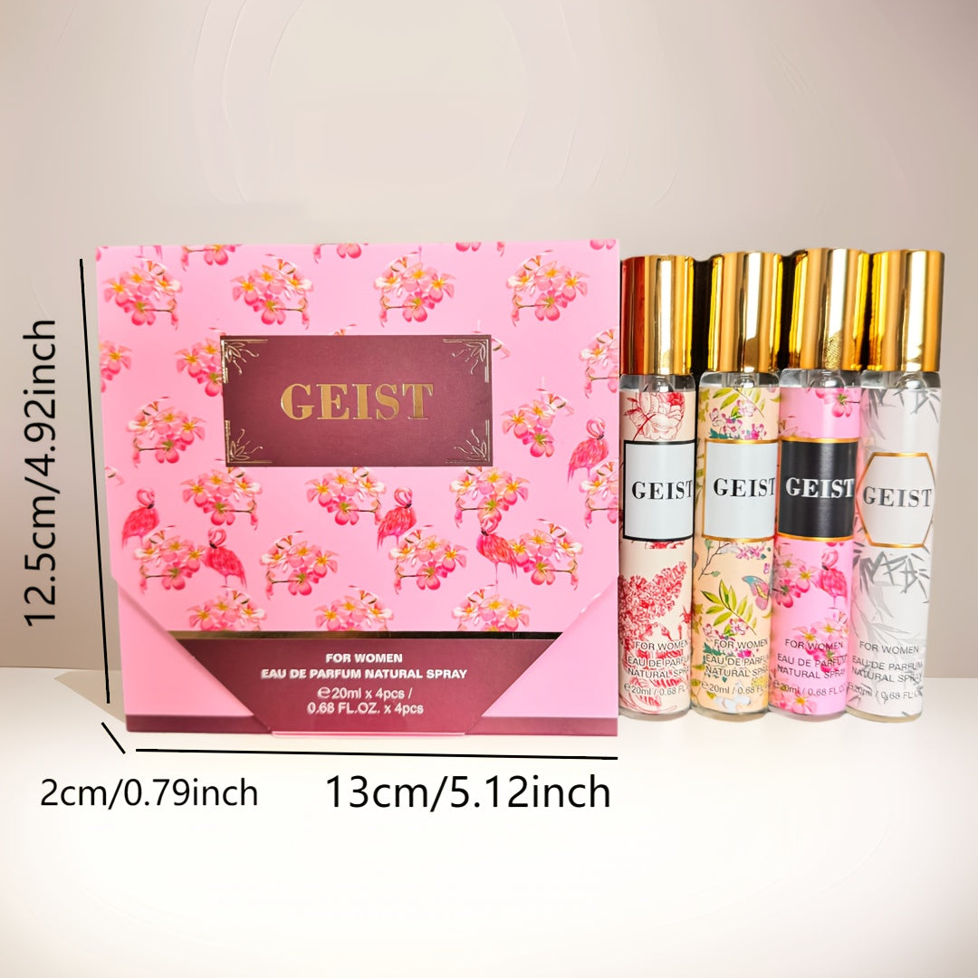MYSTICAL Women'S Fragrance Gift Set, Lasting Fragrance Fresh, Unisex, Portable Travel Set, Lasting Fragrance, Mother'S Day, Valentine'S Day, Birthday Gift Recommendation, Perfume For Daily Life, Dating And Gifting, Four Different Fragrances