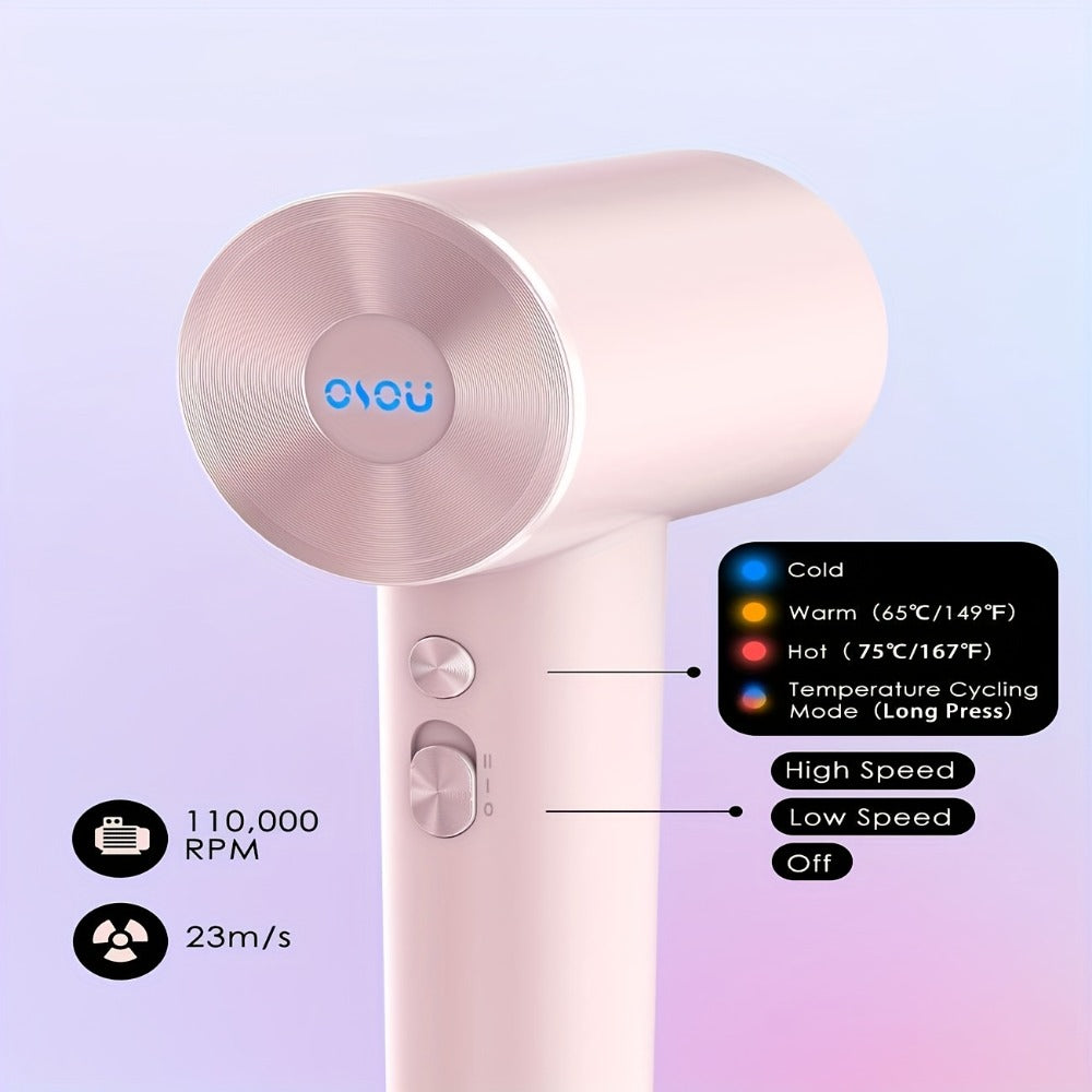 Ionic Hair Dryer, High-Speed Blow Dryer - 110, 000 RPM Brushless Motor, 500 Million Negative Ions, Ultra-Light & Small, Smart Temp Control, Quiet Hairdryer for Women, Ideal for Travel, Home
