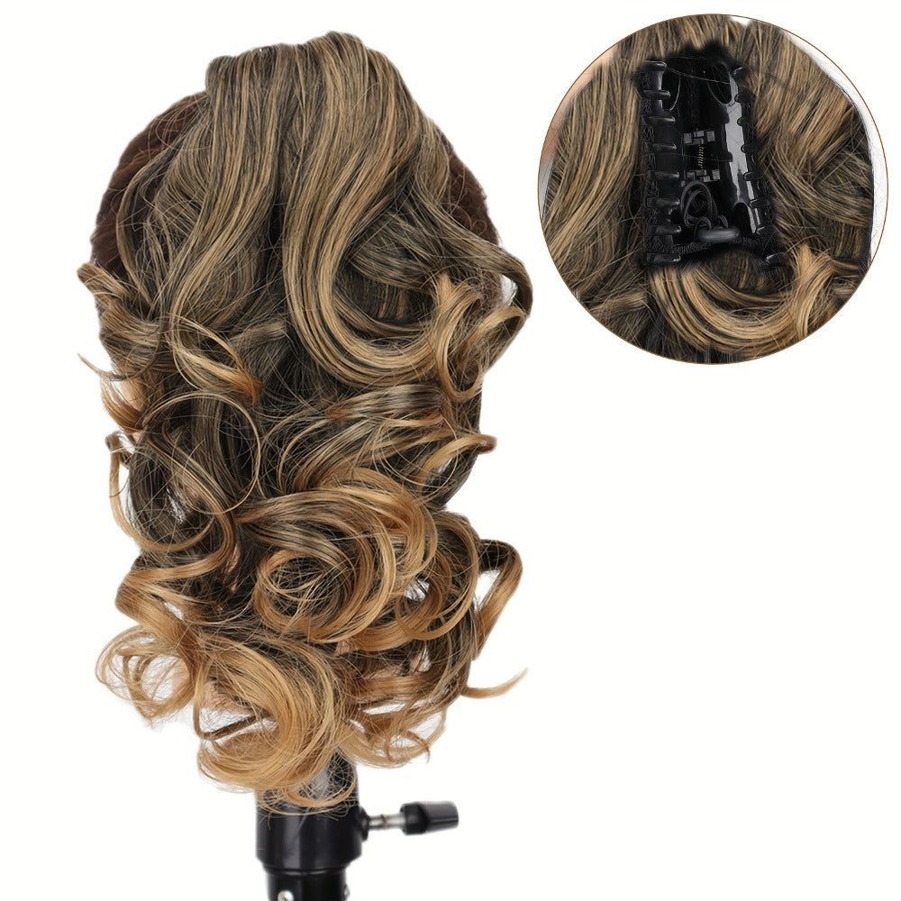 Claw Clip Ponytail Extension 8 Inch Heat Resistant Synthetic Hair for Women Multi Color Dark Gray Black Brown Golden Khaki Daily Casual Halloween
