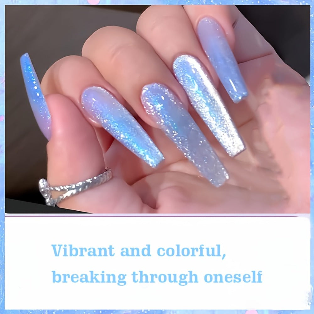 Light Blue Cat Eye Nail Gel, Iridescent Cat Eye Nail Gel, Holographic Magnetic Nail Polish Designed Specifically for Women And, Cat Eye Nail Polish