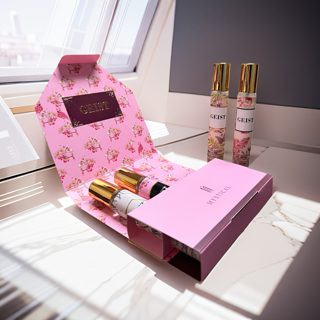 MYSTICAL Women'S Fragrance Gift Set, Lasting Fragrance Fresh, Unisex, Portable Travel Set, Lasting Fragrance, Mother'S Day, Valentine'S Day, Birthday Gift Recommendation, Perfume For Daily Life, Dating And Gifting, Four Different Fragrances