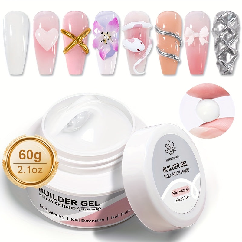 BORN PRETTY 60G Sculpting Gel No-Sticky Quick Extension Nail Gel Polish Clear Milky White 3D Carving Molding Glue Soak Off Construction Gel Vernis